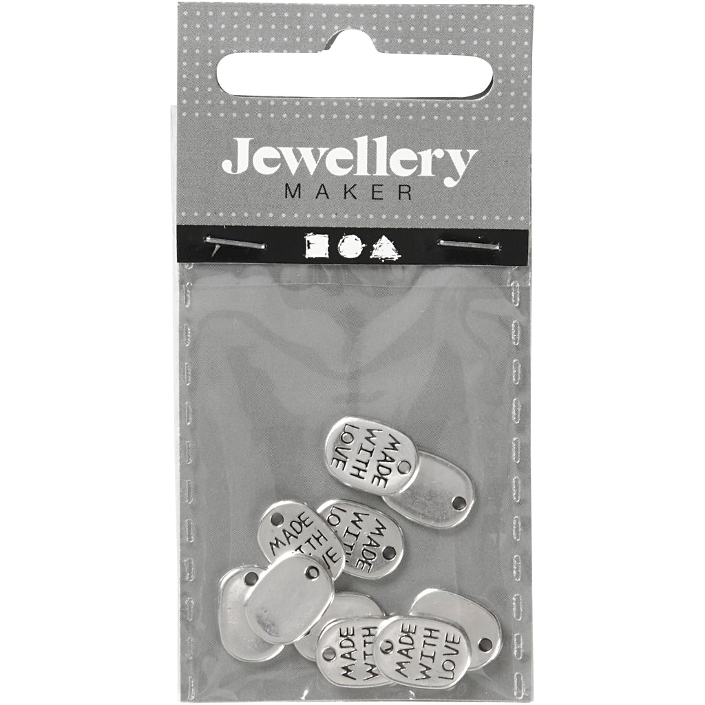 Pendentif bijoux Creativ company, l: 12 mm, l: 8 mm, diamètre du trou 1 mm, plaqué argent, 10 pièces 1 boîte