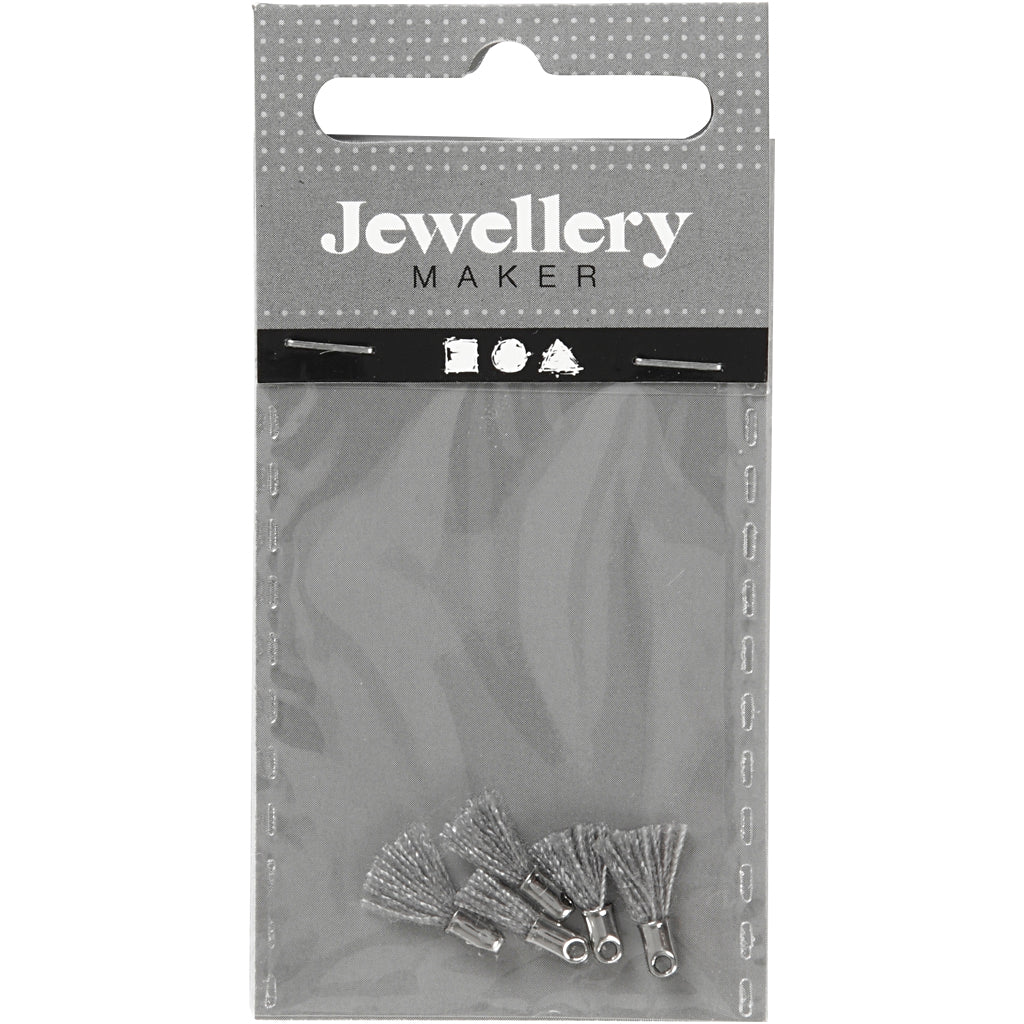 Pompon Creativ company, l: 10 mm, diamètre du trou 1 mm, gris, 5 pièces 1 boîte