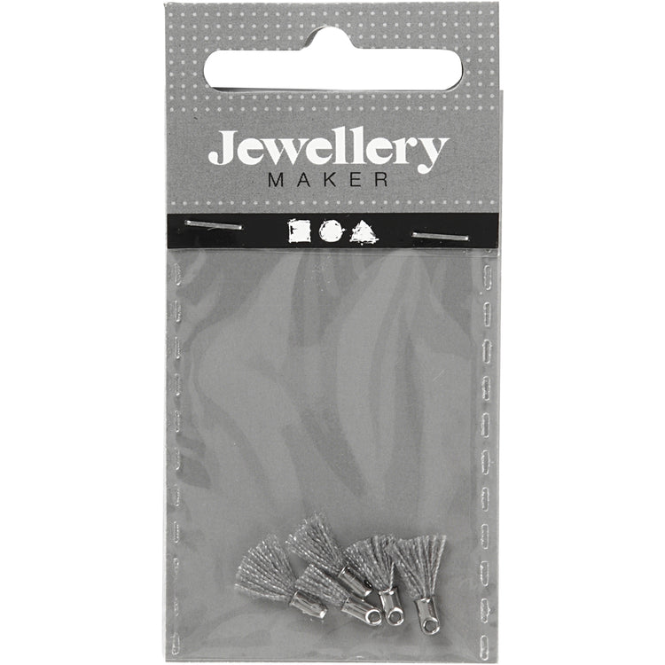 Pompon Creativ company, l: 10 mm, diamètre du trou 1 mm, gris, 5 pièces 1 boîte