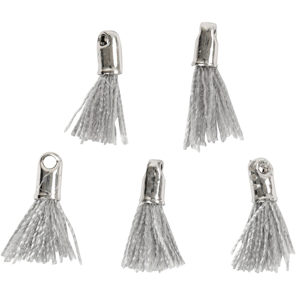 Pompon Creativ company, l: 10 mm, diamètre du trou 1 mm, gris, 5 pièces 1 boîte