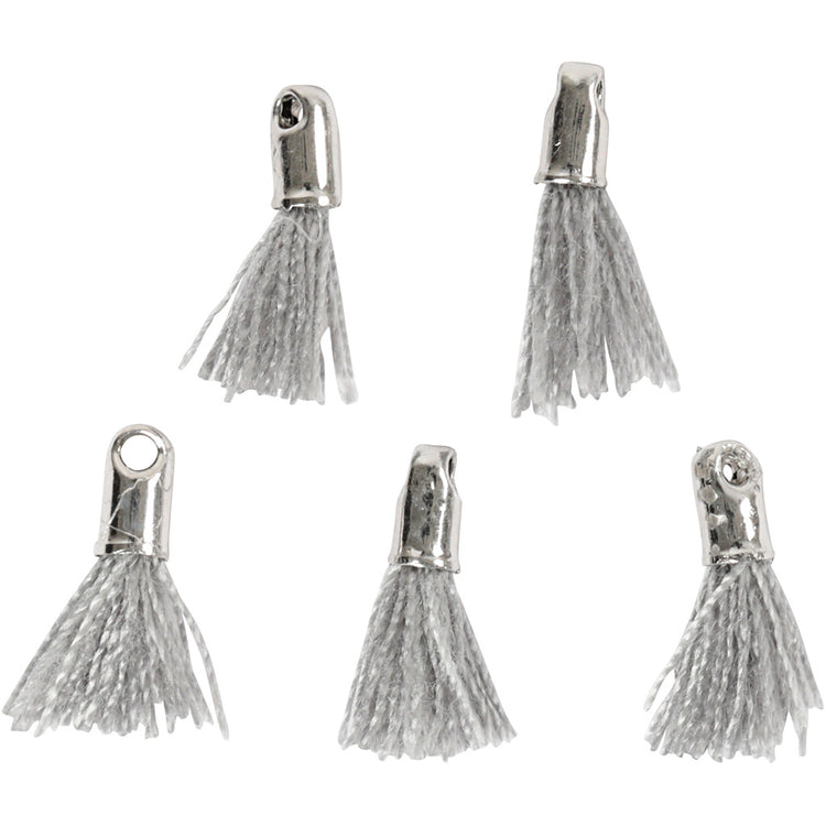 Pompon Creativ company, l: 10 mm, diamètre du trou 1 mm, gris, 5 pièces 1 boîte