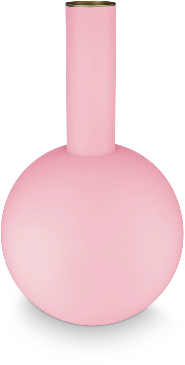 Pip studio - vase à fleurs - accessoires pour la maison - vase rose - métal - 24,5x42cm