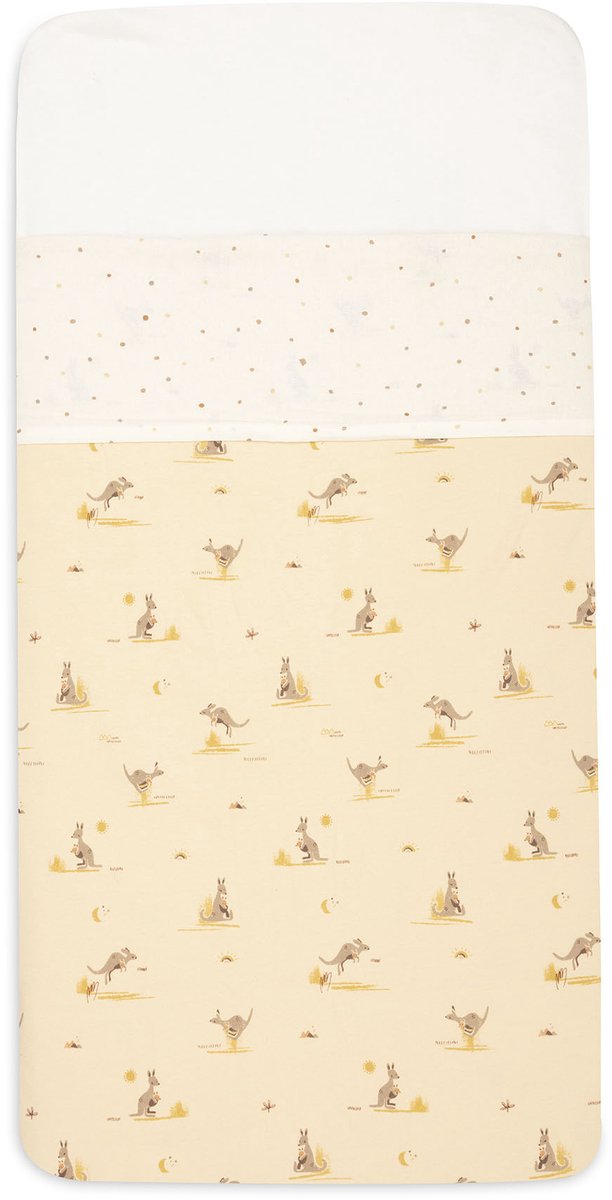 Drap de berceau Jollein - 75x100cm - coton - kangourous - pois poussiéreux