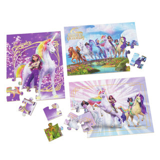 Pack de 3 puzzles en bois Unicorn Academy dans une boîte en bois (3x24 pièces)