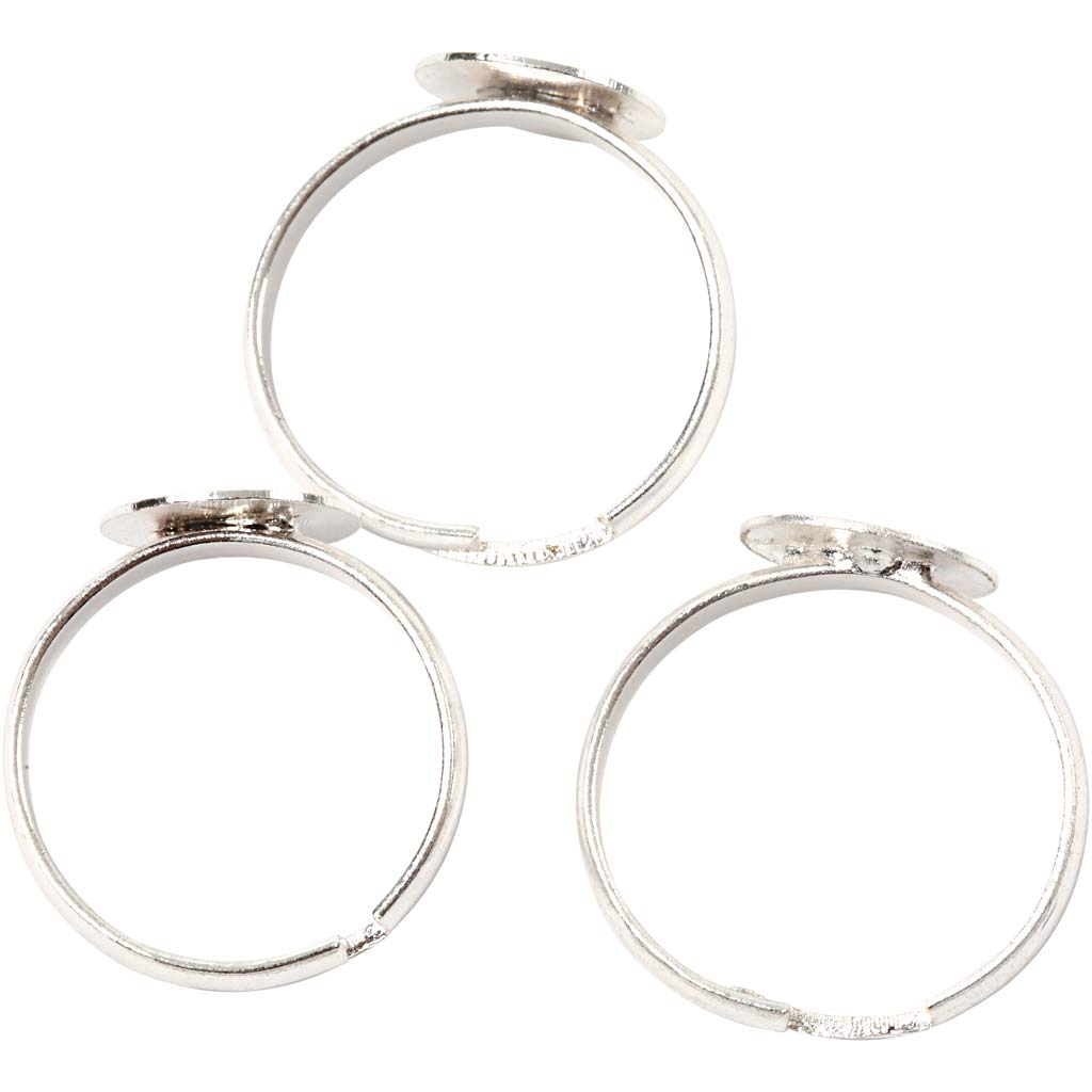 Bague de doigt Creativ company, plaquée argent, 15 pièces, 1 boîte