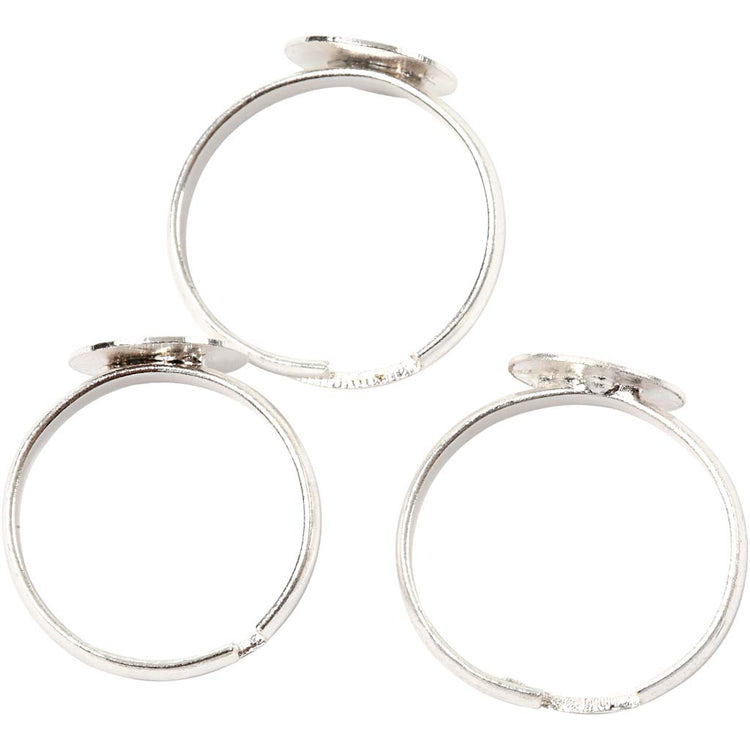Bague de doigt Creativ company, plaquée argent, 15 pièces, 1 boîte