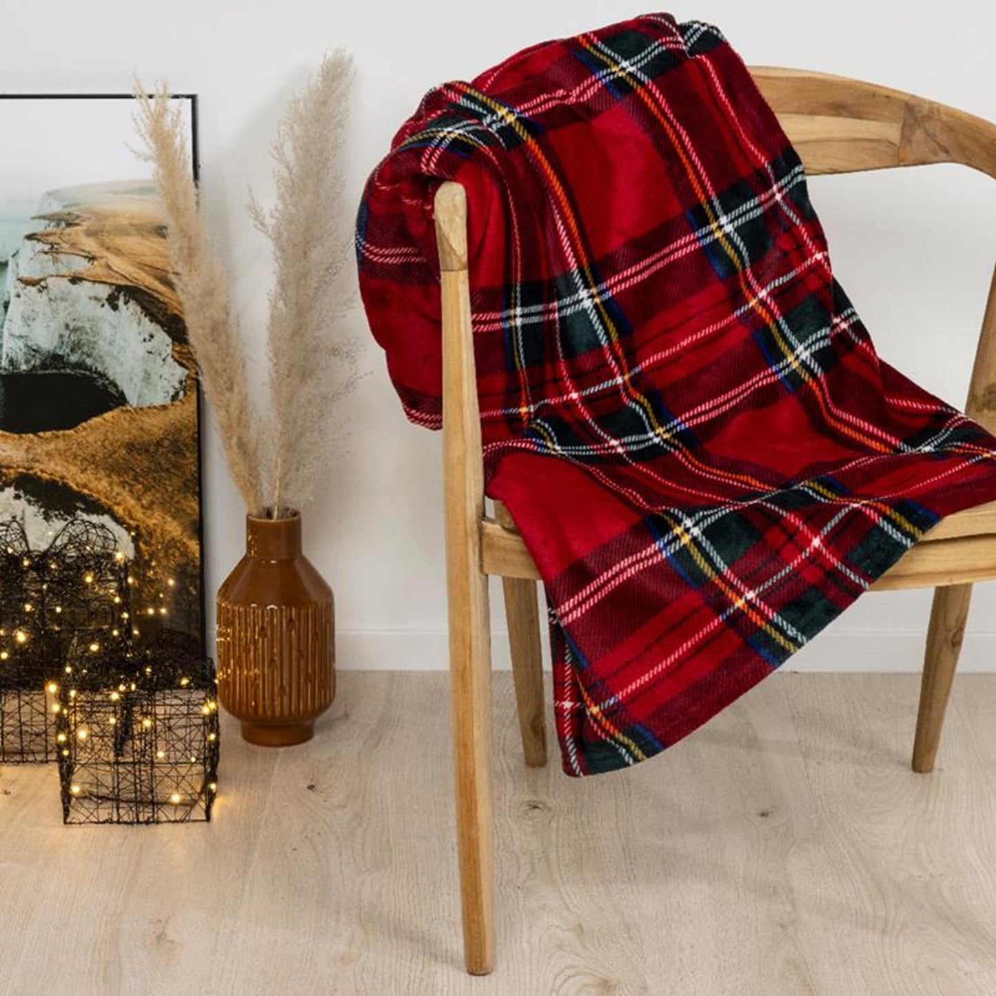 Decoris plaid flanelle polyester carreaux 150x200cm