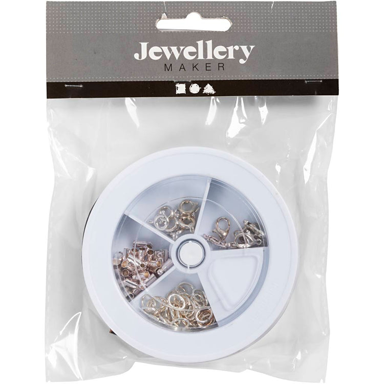 Creativ company coffret de démarrage de bijoux, lacets en cuir, noir, plaqué argent, 1 set