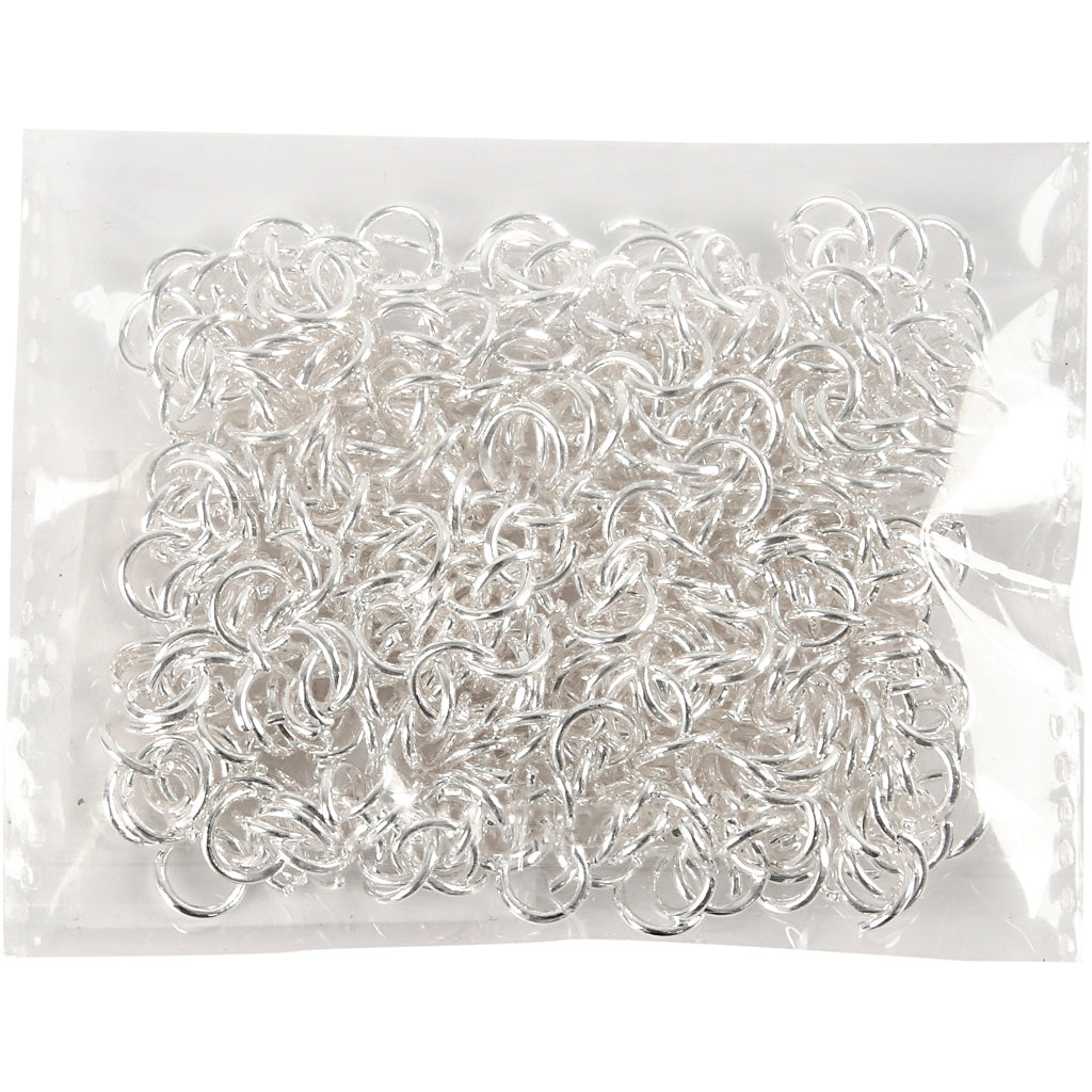 Bagues Creativ company, taille 7 mm, épaisseur 1 mm, plaqué argent, 400 pièces 1 boîte