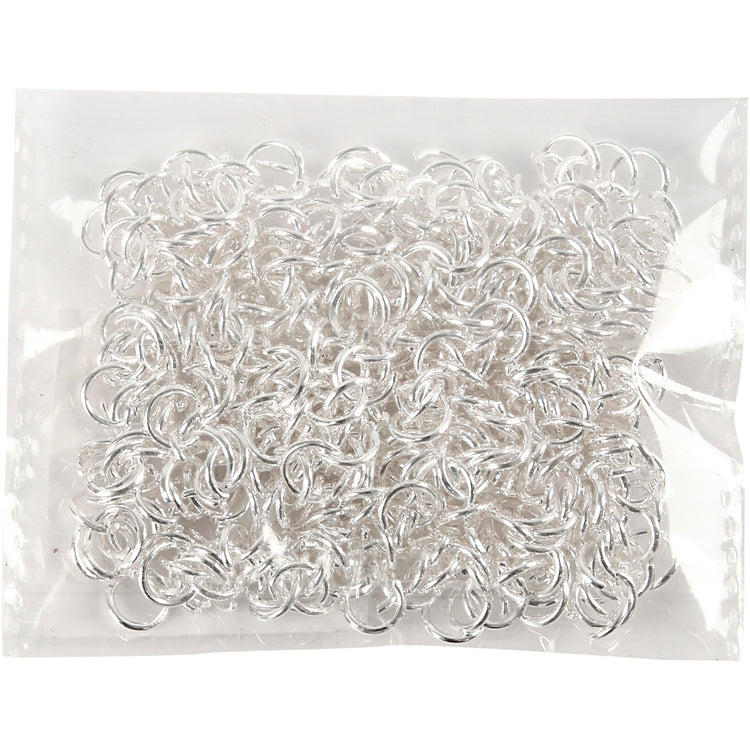 Bagues Creativ company, taille 7 mm, épaisseur 1 mm, plaqué argent, 400 pièces 1 boîte