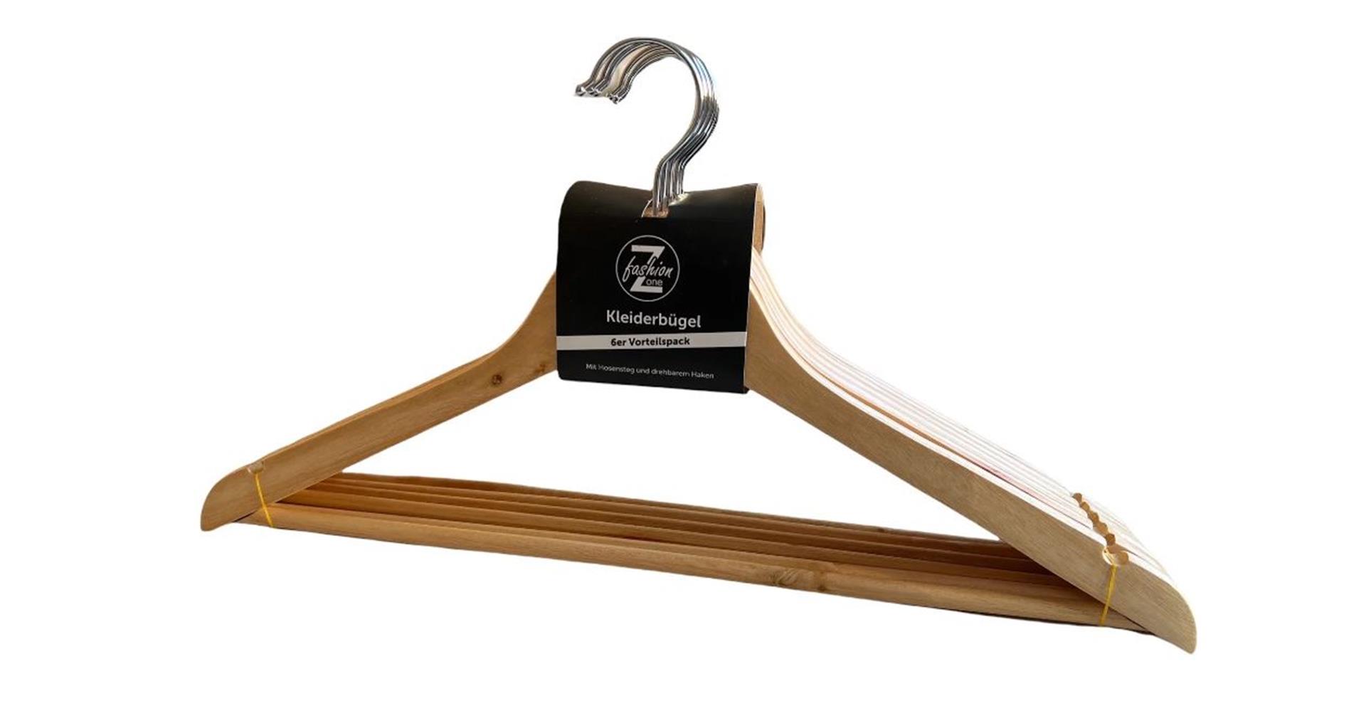 Set de cintres en bois, paquet de 6 pièces