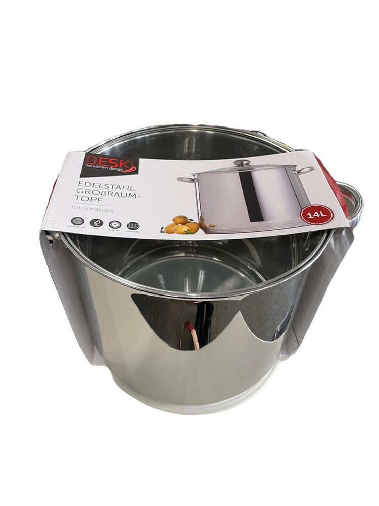 Marmite avec couvercle en verre 14l induction