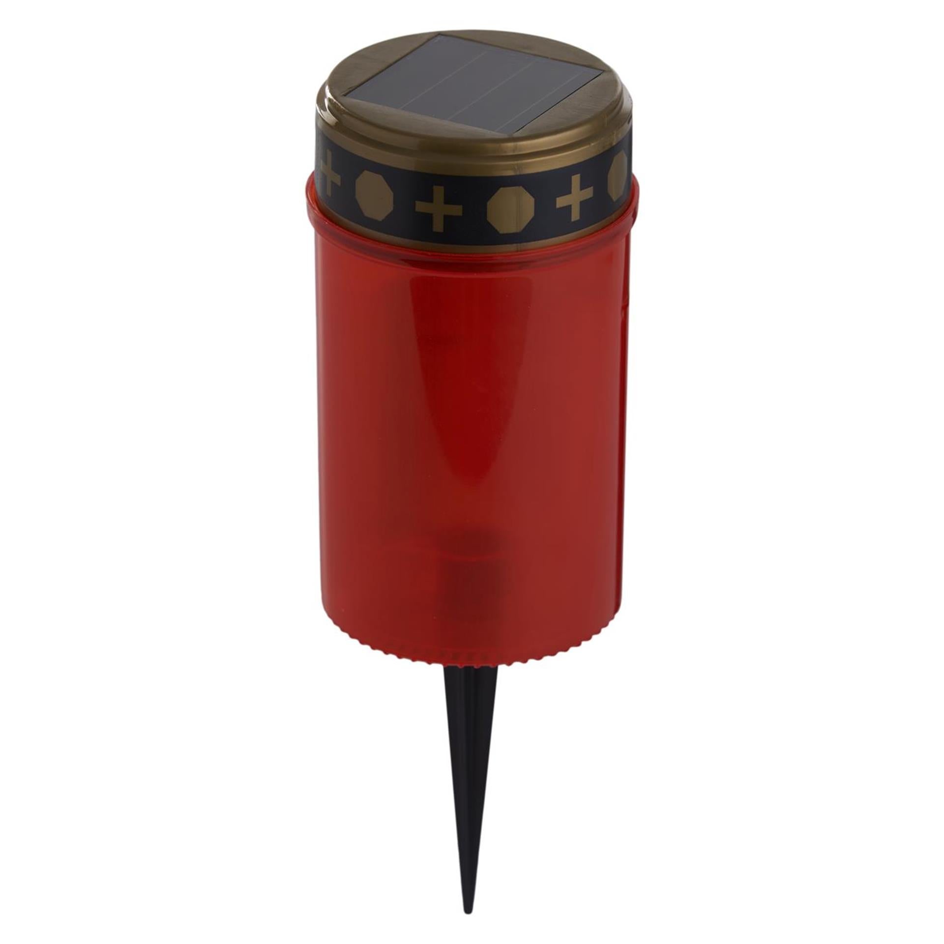 Lampe funéraire Z1 LED solaire rouge ø7xh20cm