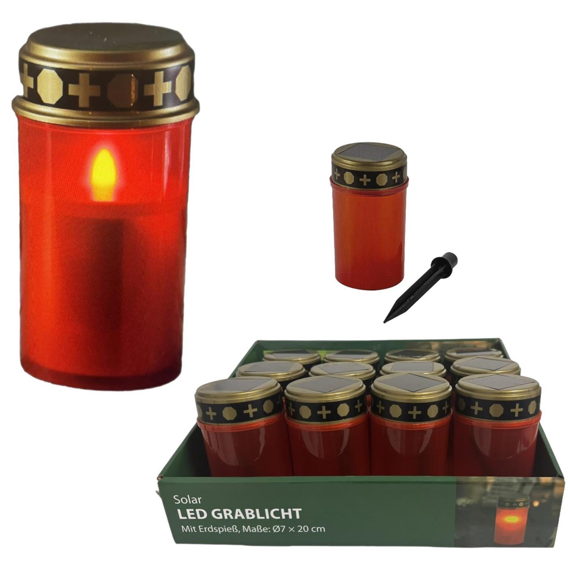 Lampe funéraire Z1 LED solaire rouge ø7xh20cm
