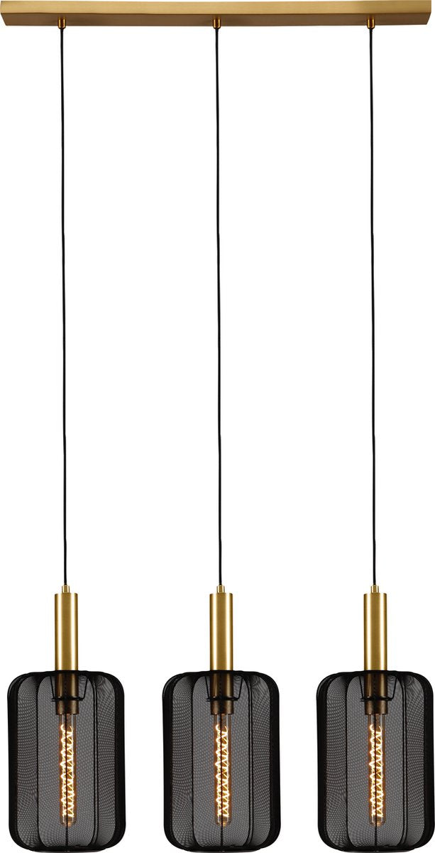 Lucide corina - lampe suspendue - 3xe27 - noir - japandi