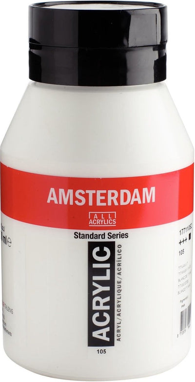 Pot de peinture acrylique série standard Amsterdam 1000 ml blanc titane 105