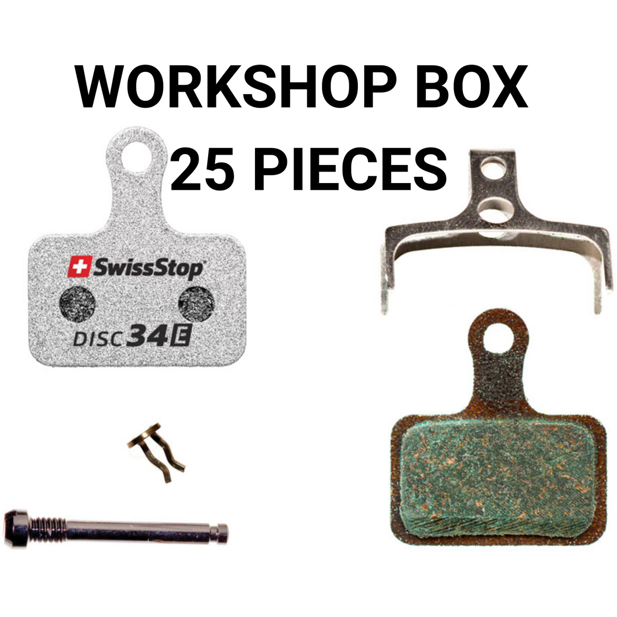 Swissstop - jeu de plaquettes de frein disque 34 e - shimano, trp, tektro, rever emballage atelier 25 jeux