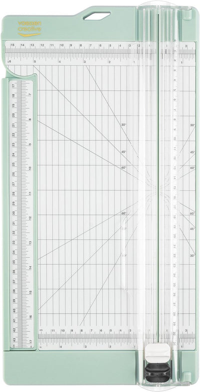 Coupe-papier Vaessen creative - 30,5 x 15 cm - avec règle extensible et fonction de notation - menthe - découpe et pliage du papier