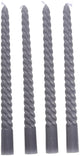 Arti casa lot de 4 bougies torsadées - bougies grises 25 cm avec 5 heures de combustion - bougies torsadées pour chandelier et décoration - ø2 x 25 cm