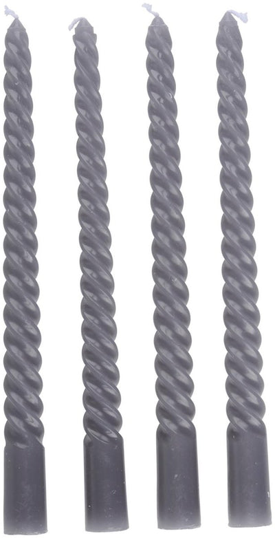 Arti casa lot de 4 bougies torsadées - bougies grises 25 cm avec 5 heures de combustion - bougies torsadées pour chandelier et décoration - ø2 x 25 cm