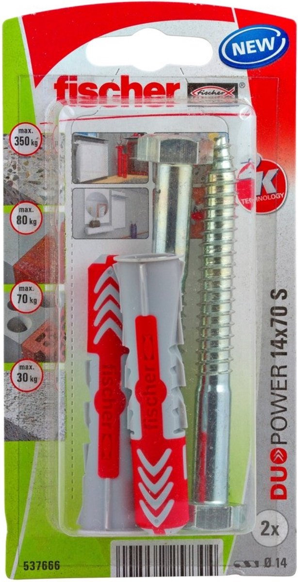 Fischer 537666 duopower 14 x 70 s k nv jeu de fiches 70 mm 14 mm 1 jeu(s)