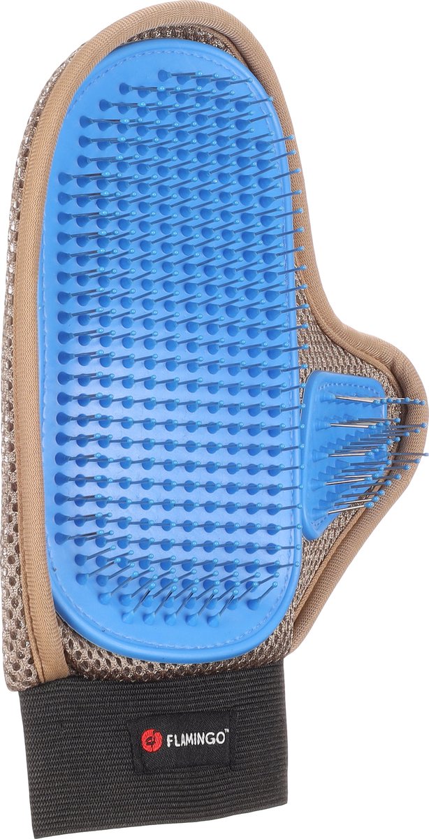 Flamingo pienna - gant de soin de massage chiens - gant de soin épingles métalliques pienna bleu taupe 24x18x2,5 - 1pc - 137750 - 1pc