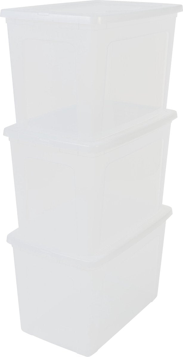 Boîte de rangement Iris clearbox - 70l - plastique - transparent - lot de 3