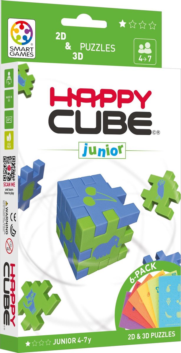 Jeux intelligents - happy cube junior - 6 puzzles - 3d