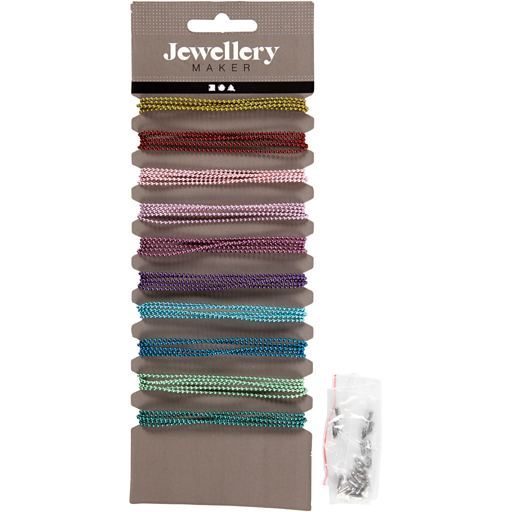 Chaîne à billes Creativ company, d 1,5 mm, différentes couleurs, 10x80 cm 1 boîte