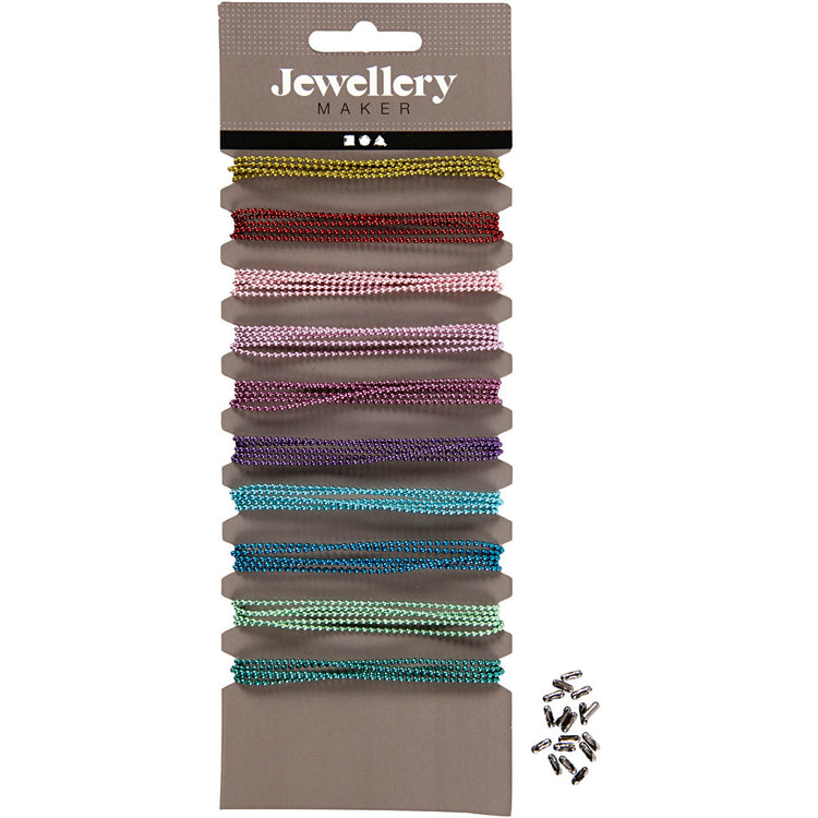 Chaîne à billes Creativ company, d 1,5 mm, différentes couleurs, 10x80 cm 1 boîte