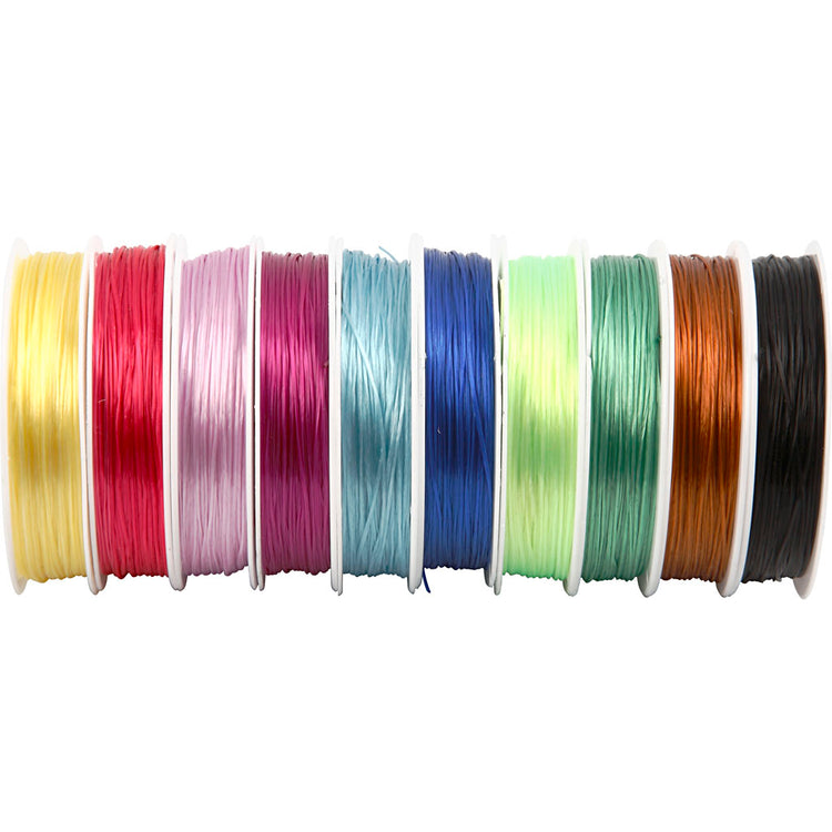 Cordon élastique de la société Creativ, épaisseur 1 mm, différentes couleurs, 10x25 m 1 boîte