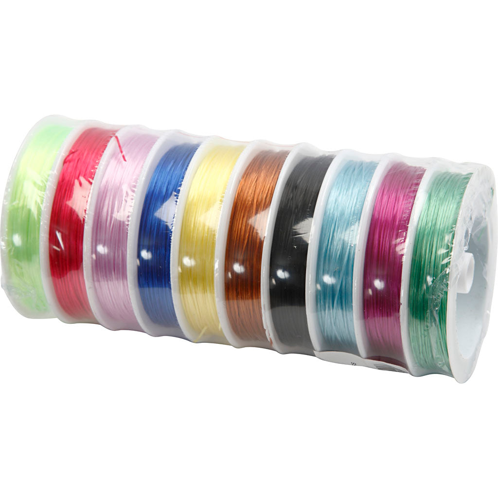 Cordon élastique de la société Creativ, épaisseur 1 mm, différentes couleurs, 10x25 m 1 boîte