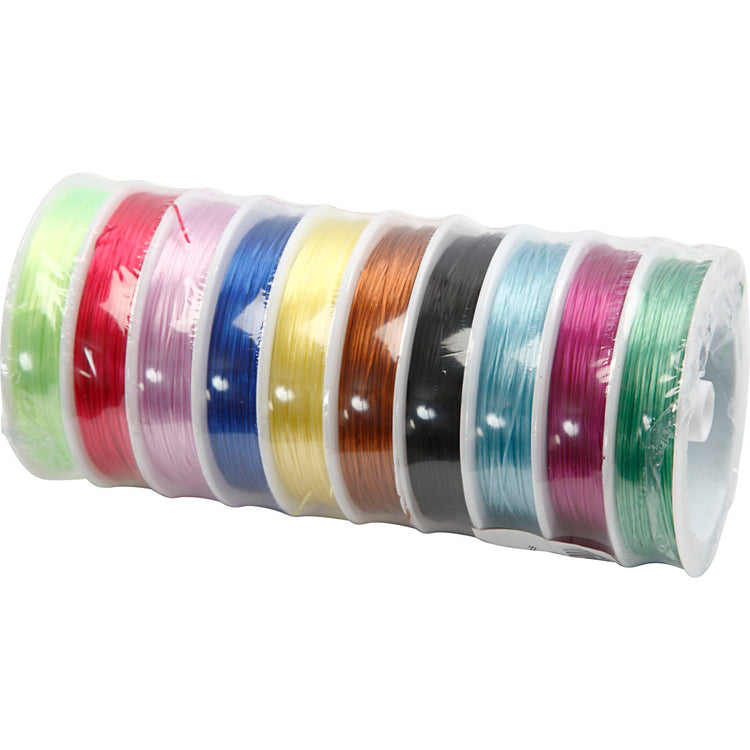 Cordon élastique de la société Creativ, épaisseur 1 mm, différentes couleurs, 10x25 m 1 boîte