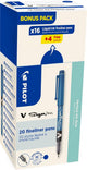 Stylo Pilot fineliner v-sign, boîte de 16 + 4 pièces, bleu