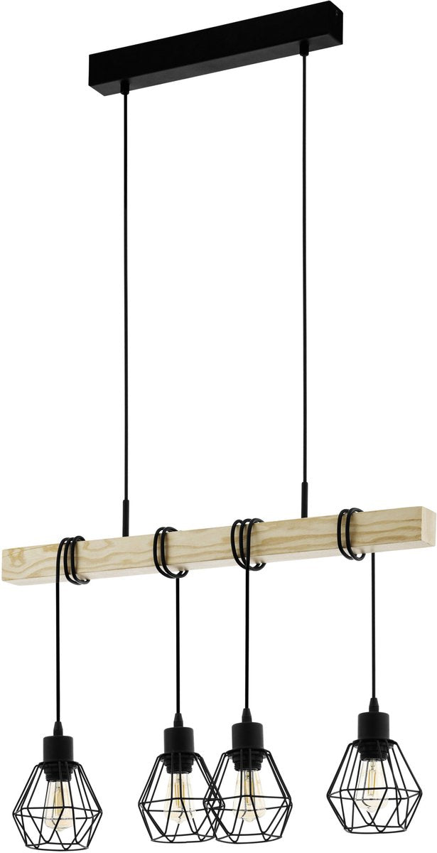 Lampe à suspension Eglo townshend 5 - e27 - 70 cm - marron noir - bois - bois fsc