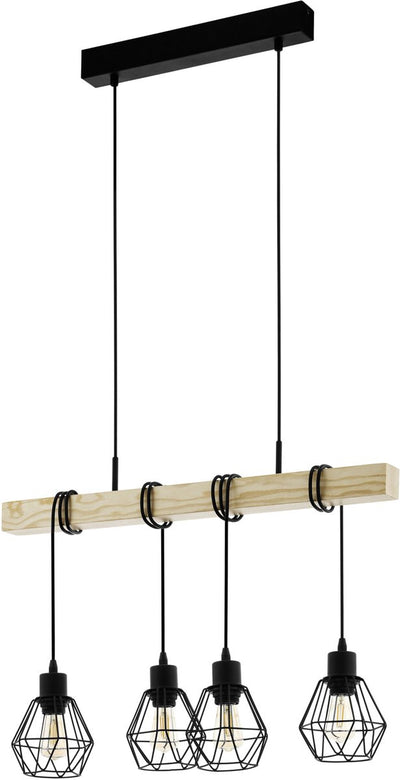 Lampe à suspension Eglo townshend 5 - e27 - 70 cm - marron noir - bois - bois fsc