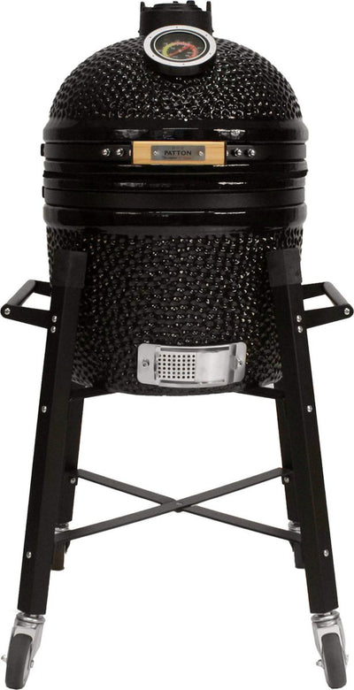 Patton premium kamado 15 avec base mobile - moyen - ø33,5 cm - noir