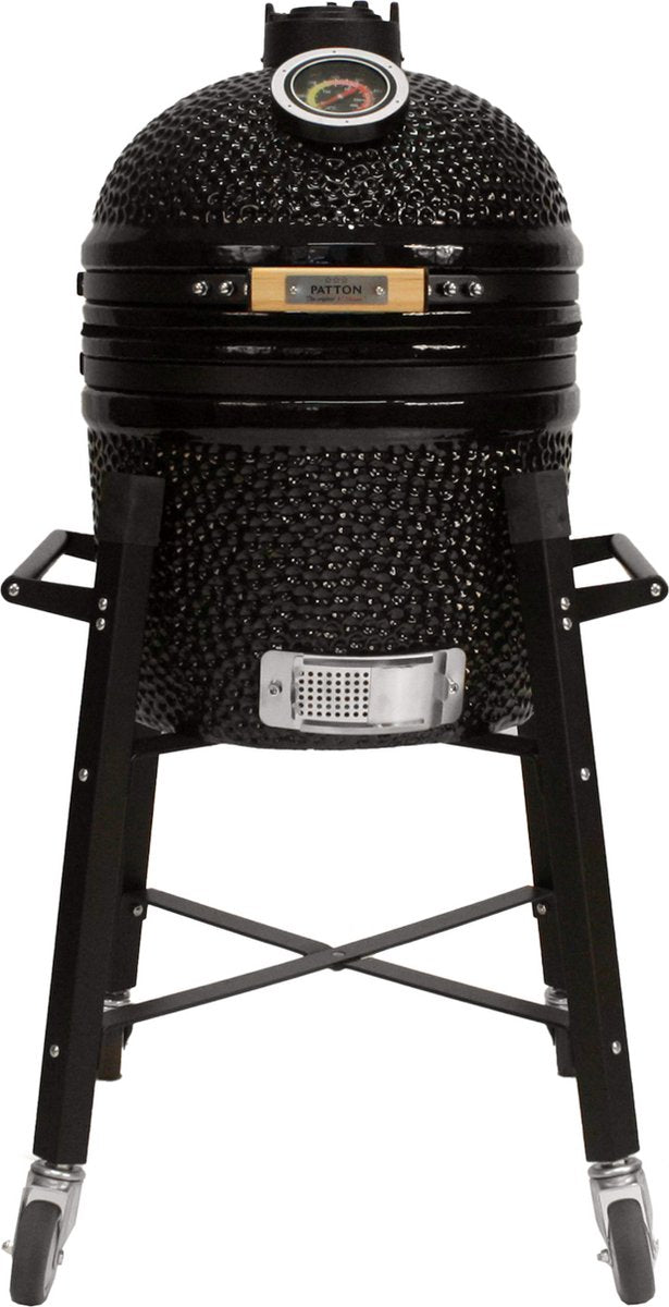 Patton premium kamado 15 avec base mobile - moyen - ø33,5 cm - noir