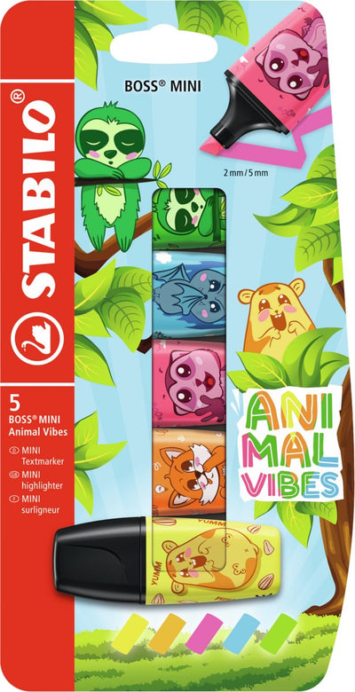 Mini surligneurs Stabilo animal vibes boss - 5 pcs.