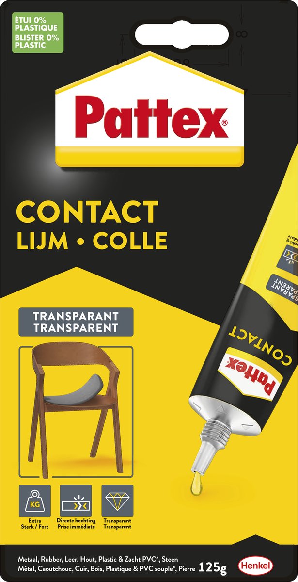 Pattex transparent 125 g | adhésif de contact pour réparation | projets de rénovation de colle liquide.