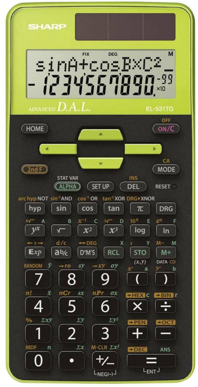 Calculatrice scientifique Sharp - el531tggr - noir vert - 1x pile LR44 - sh-el531tggr