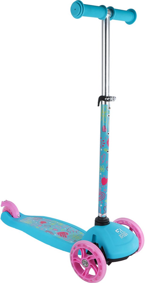 Scooter à 3 roues de rue avec pilotage réglable ABEC 7 ROSE