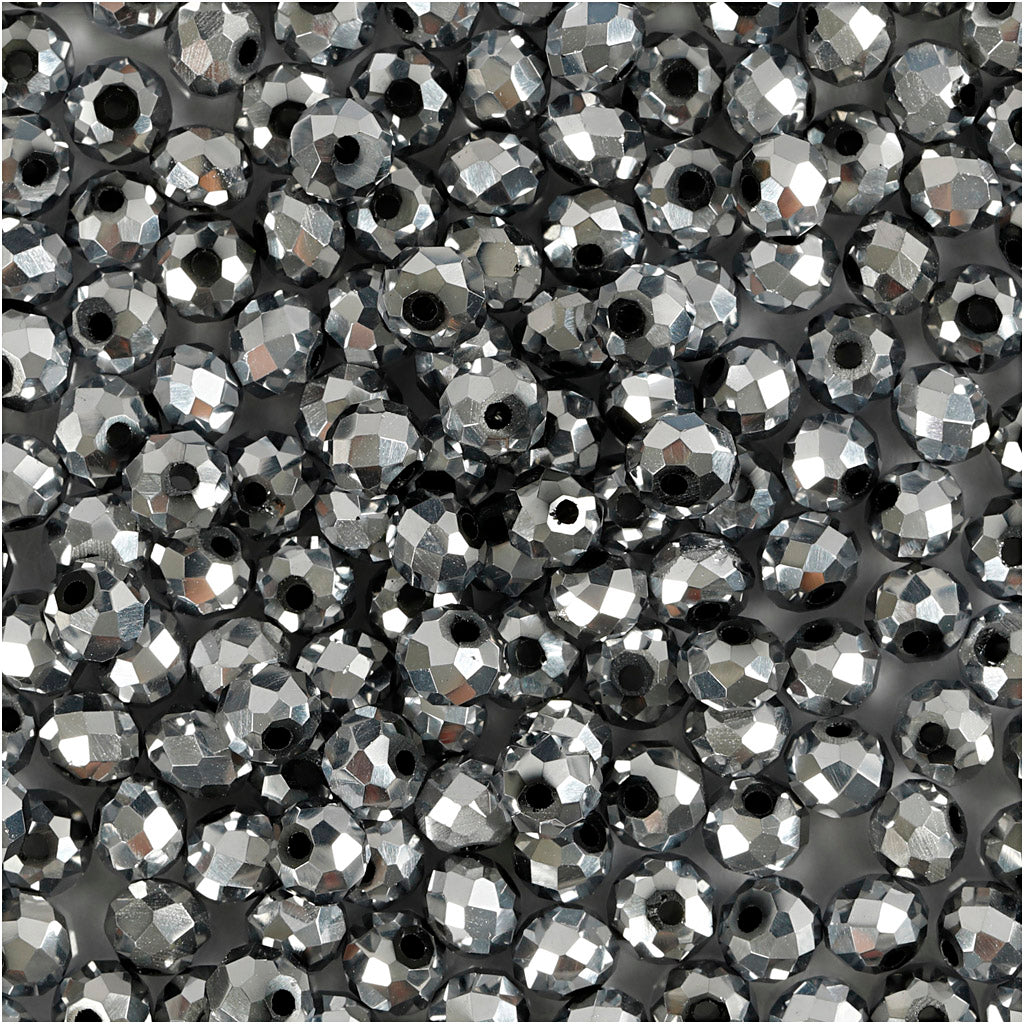 Creativ Company Facet Beads Metallic Gray, 100e.