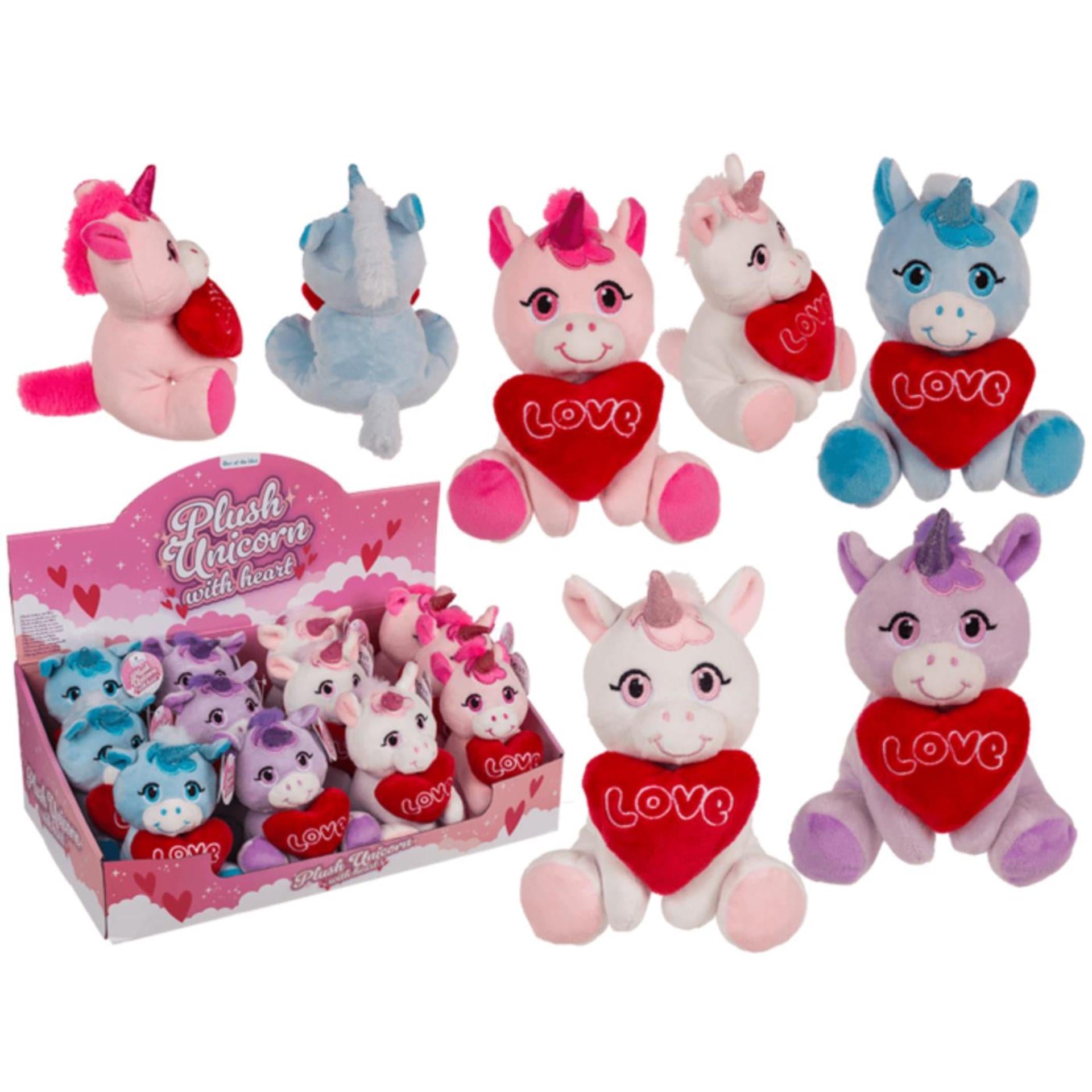 Ootb peluche licorne avec coeur 16x11cm