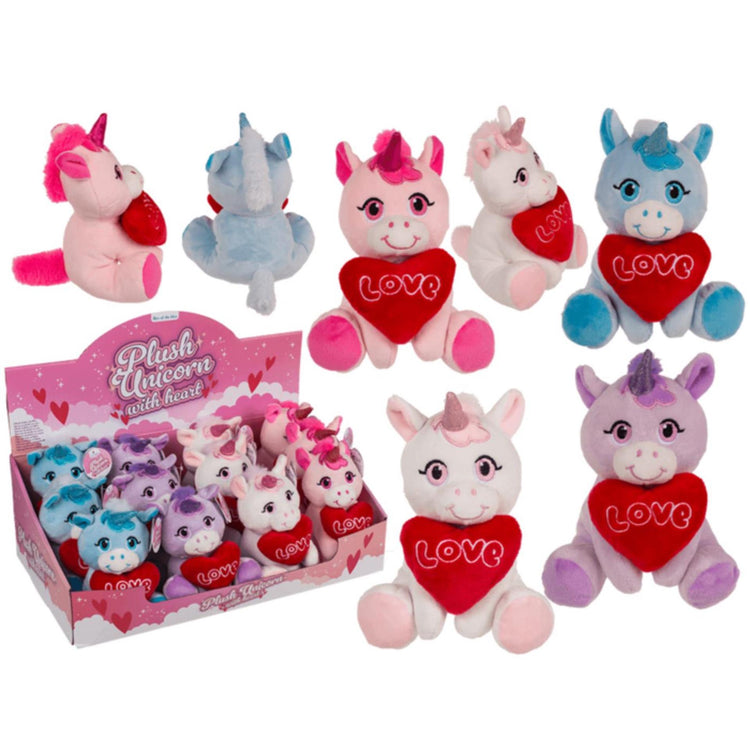 Ootb peluche licorne avec coeur 16x11cm