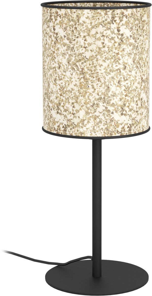 Lampe de table Eglo butterburn - e27 - 47,5 cm - feuilles de bouleau - noir beige vert