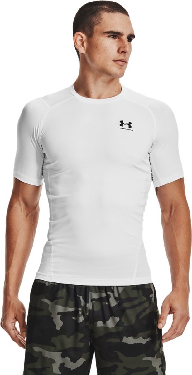 Under Armour UA HG Armor Comp SS-WHT chemise de sport homme - blanc - noir