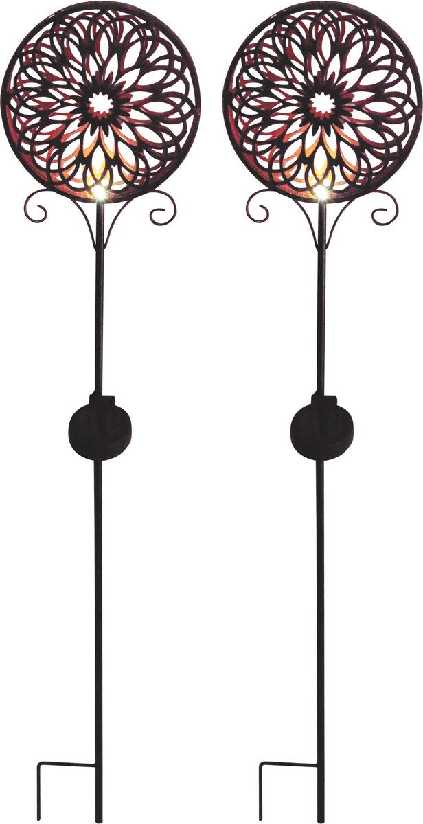 Luxform - 2x lampe de jardin avec piquet - éclat mandala - LED - alimentée par l'énergie solaire - lot de 2 pièces