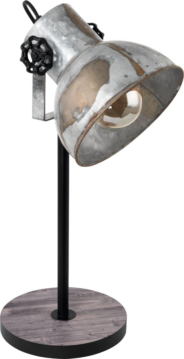 Eglo barnstaple - lampe de table - 1 lumière - E27 - bois aspect vieux zinc noir