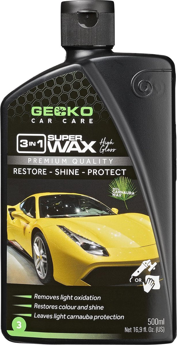 Gecko car care gecko polish 3 en 1 + bouteille carnuba 500 ml